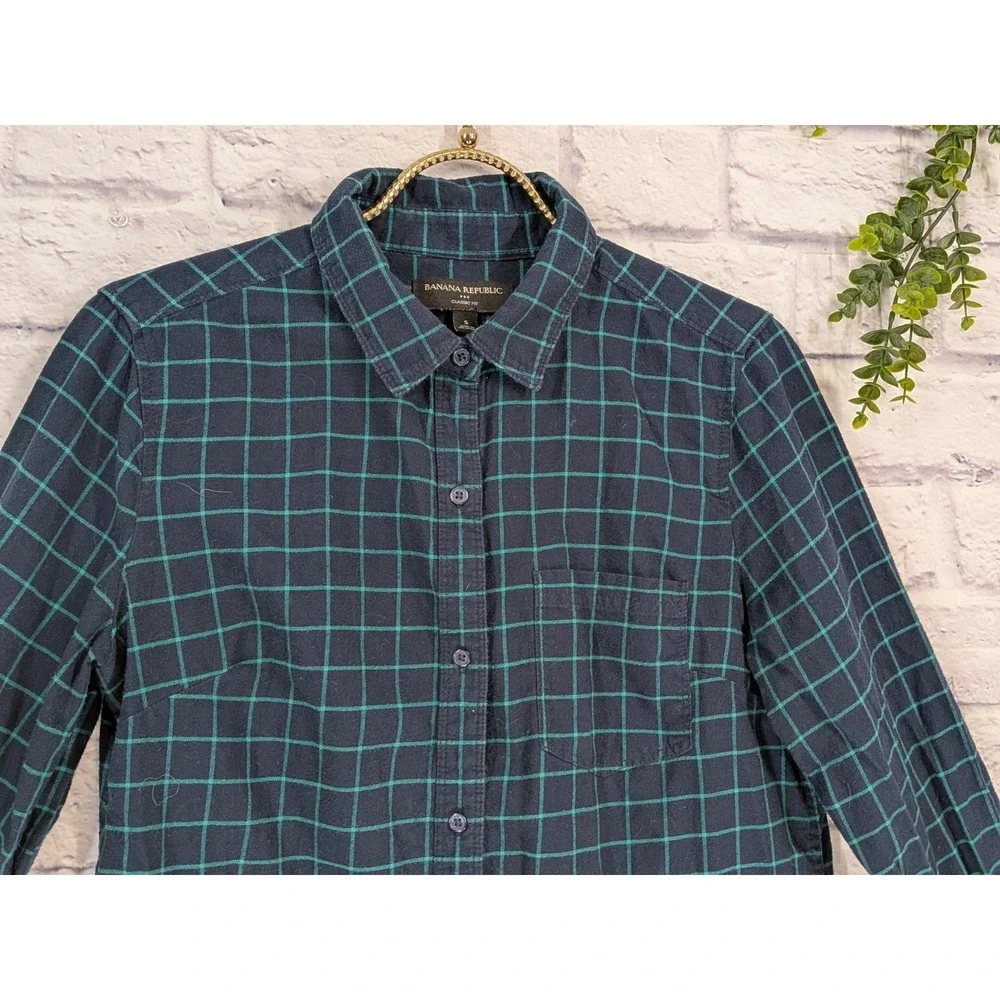 SCOTTISH TARTAN Banana SM Republic‎ Classic Fit Women Plaid Long Button Flannel